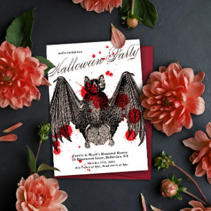 Gothic Vampire Bat Halloween Party Invitation