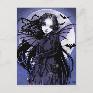 Gothic Vampire Bats Full Moon Purple Fairy Postcard