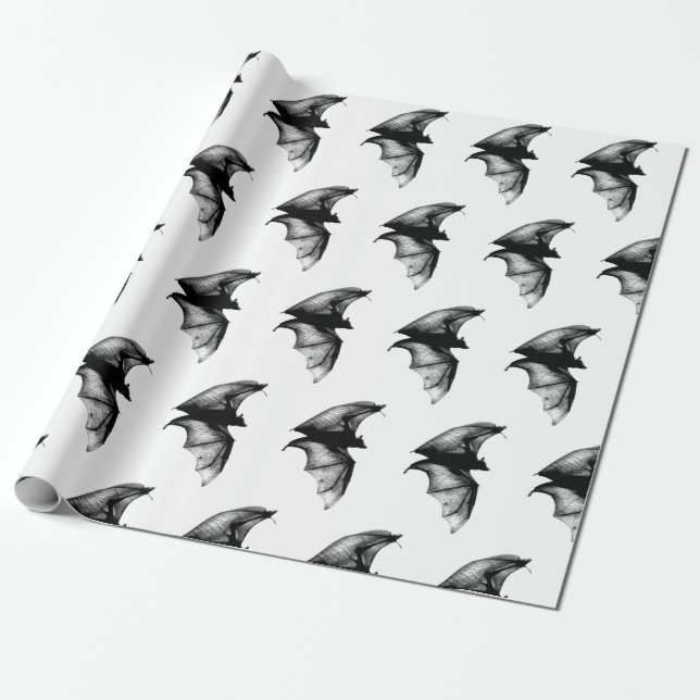 Gothic Vampire Bats Wrapping Paper (Unrolled)