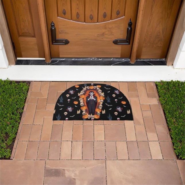 🦇 Gothic Vampire Black Doormat 🖤🎃 (Outdoor)