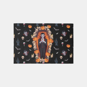 🦇 Gothic Vampire Black Doormat 🖤🎃 Outdoor Rug