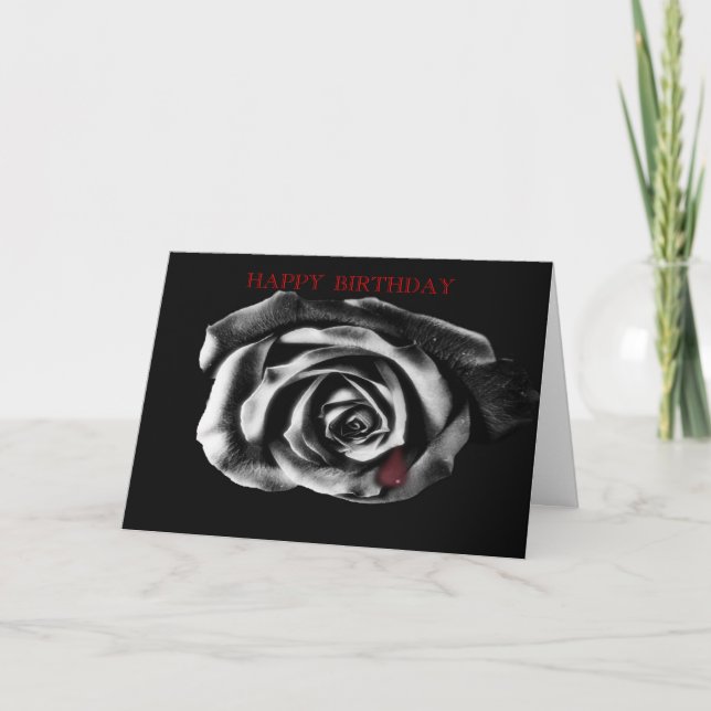 Gothic Vampire Black rose  Birthday card (Front)