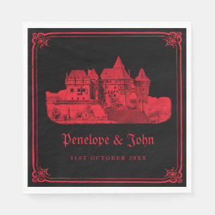 Gothic Vampire Castle Black Red Wedding Napkins