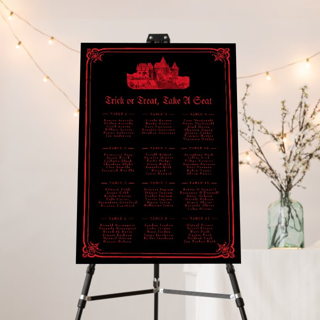 Gothic Vampire Castle Wedding Seating Chart Foam Board (In Situ (Stand))