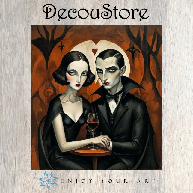 Gothic Vampire Couple with Wine Glass Decoupage Tissue Paper (Creator Uploaded)