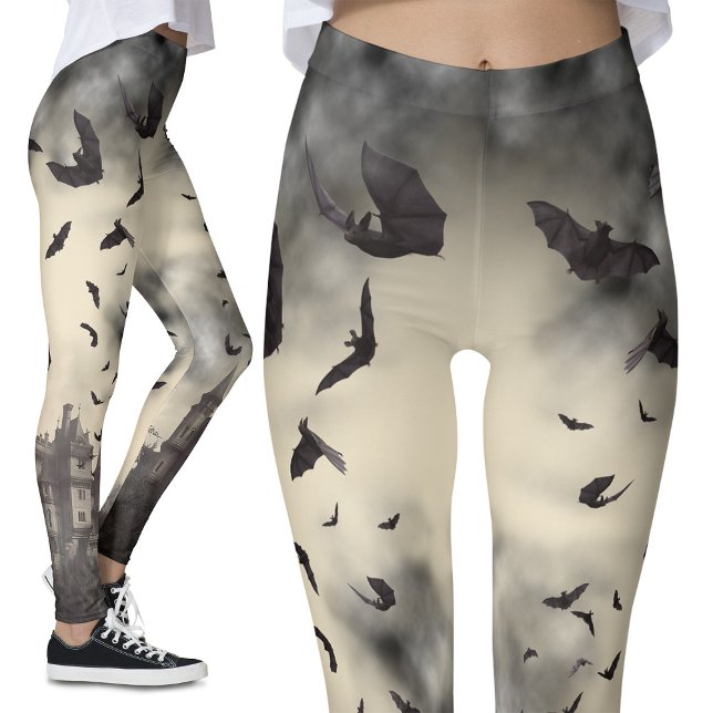 Gothic Vampire Dracula's Castle Halloween Leggings (Creator Uploaded)