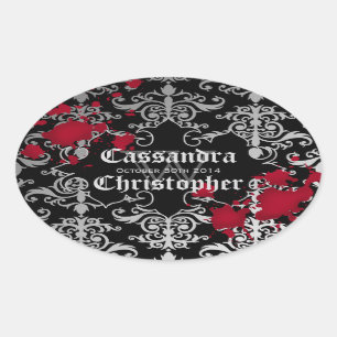 Gothic vampire Halloween wedding favor labels