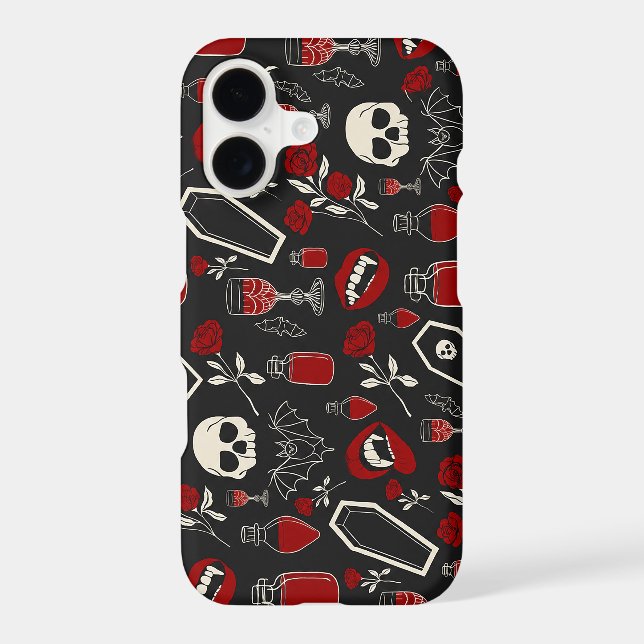 Gothic Vampire Pattern | Red Roses Bats Skulls & P Case-Mate iPhone Case (Back)