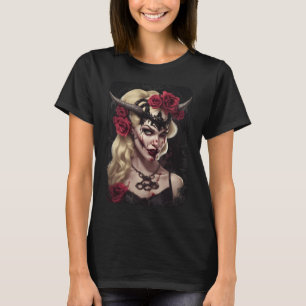 Gothic Vampire Queen T-Shirt Dark Fantasy Horned