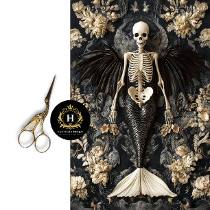 Gothic Vampire Skeleton Mermaid Skull Decoupage  Tissue Paper