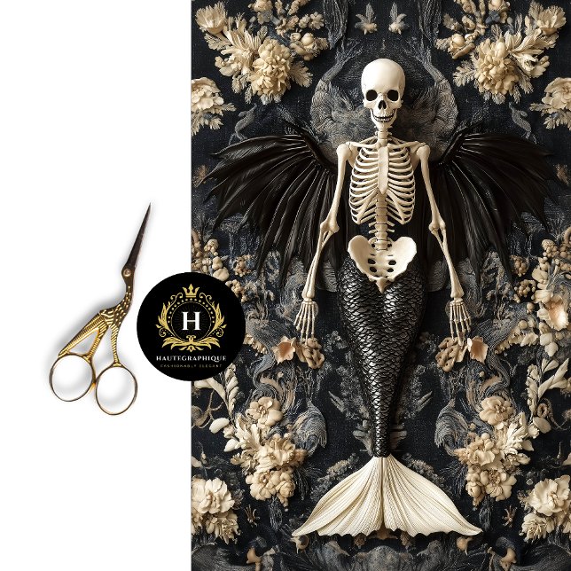 Gothic Vampire Skeleton Mermaid Skull Decoupage  Tissue Paper (Creator Uploaded)