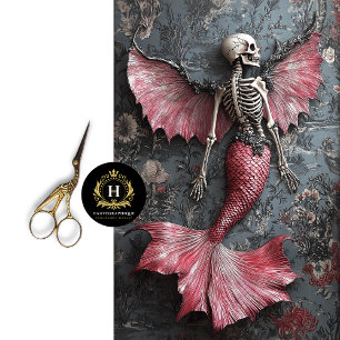 Gothic Vampire Skeleton Mermaid Skull Decoupage  Tissue Paper