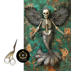 Gothic Vampire Skeleton Mermaid Skull Decoupage Tissue Paper