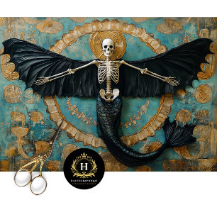 Gothic Vampire Skeleton Mermaid Skull Decoupage Tissue Paper
