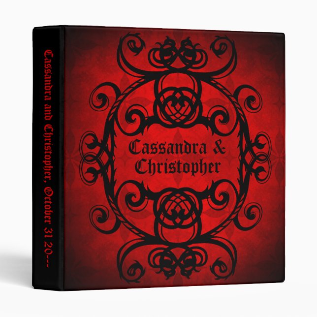 Gothic vampire wedding Halloween 3 Ring Binder (Front/Spine)