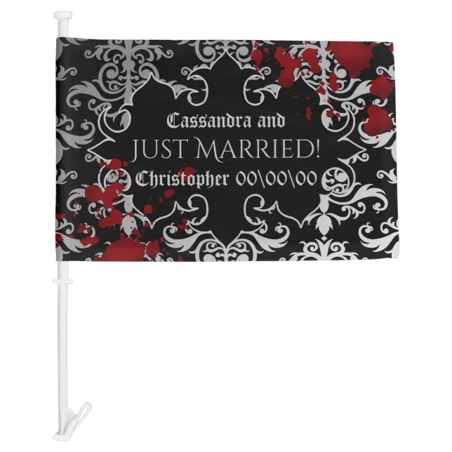 Gothic vampire wedding just married car flag (Front)