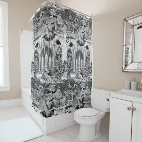 Gothic Vampires Crypt Graves Bats Skulls Goth Shower Curtain