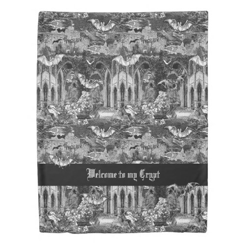 Gothic Vampires Crypt with Bats and Graves Duvet Cover