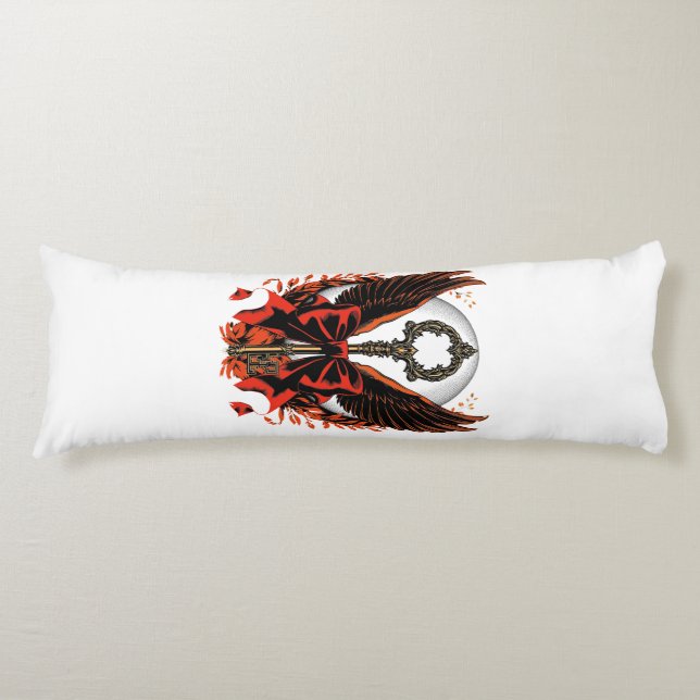 Gothic Velvet Bow Key with Wings & Moon Body Pillow (Front)