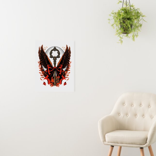 Gothic Velvet Bow Key with Wings & Moon Foam Board (In Situ (Wall))