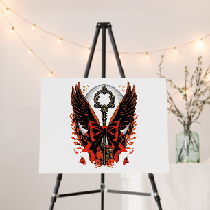 Gothic Velvet Bow Key with Wings & Moon Foam Board