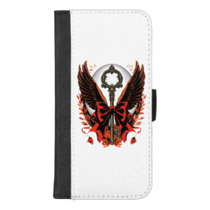 Gothic Velvet Bow Key with Wings & Moon iPhone 8/7 Plus Wallet Case