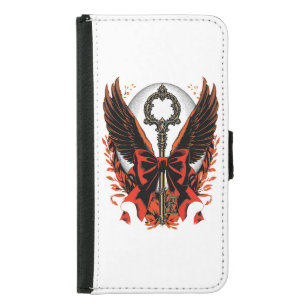 Gothic Velvet Bow Key with Wings & Moon Samsung Galaxy S5 Wallet Case