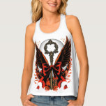 Gothic Velvet Bow Key with Wings &amp; Moon Tank Top