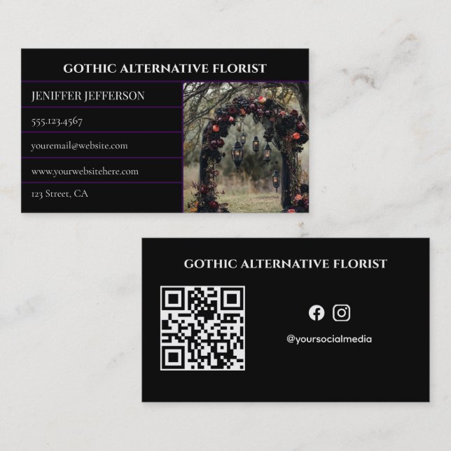 Gothic Victorian Alternative Florist Business Card (Front/Back)