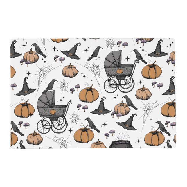 Gothic Victorian Baby Carriage Pattern Party Placemat (Front)