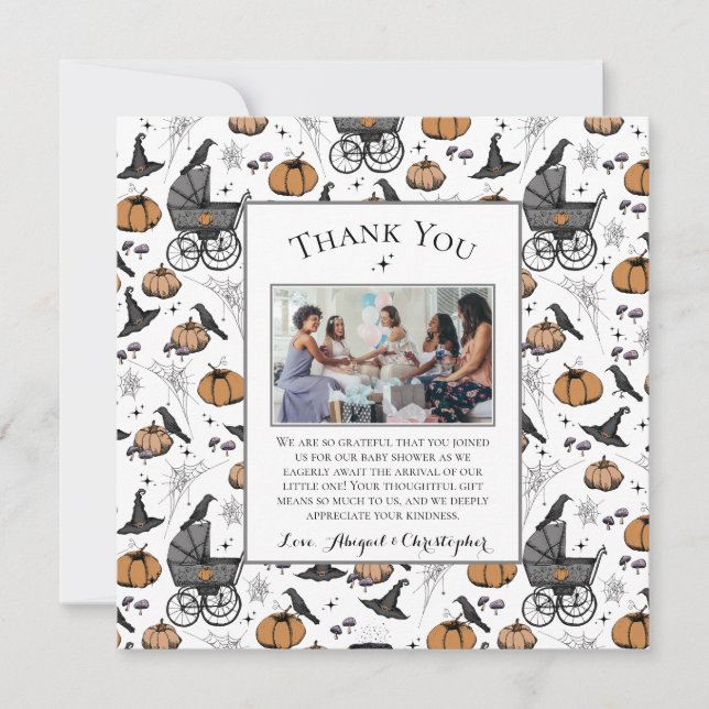 Gothic Victorian Baby Carriage Thank You Card (Front)