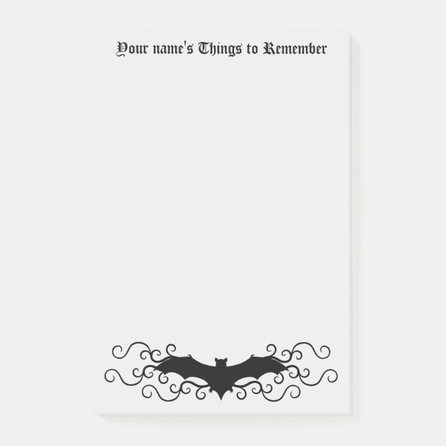 Gothic Victorian bat Post-it Notes (Front)