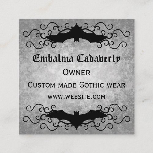 Gothic Victorian bat with swirls beautiful Square Business Card