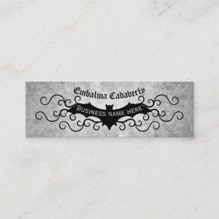 Gothic Victorian bat with swirls elegant cute Mini Business Card