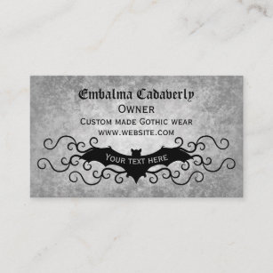 Gothic Victorian bat with swirls professional Business Card