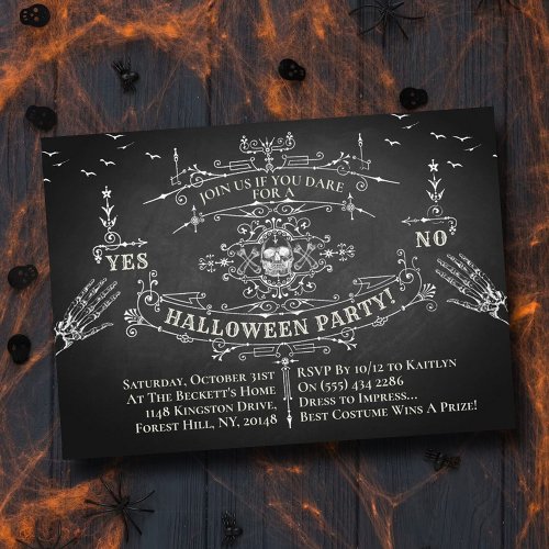 Gothic Victorian Chalkboard Halloween Invitation
