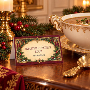 Gothic Victorian Christmas Buffet Food Label Place Card