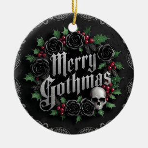Gothic Victorian Christmas Design - Dark Elegance Ceramic Ornament
