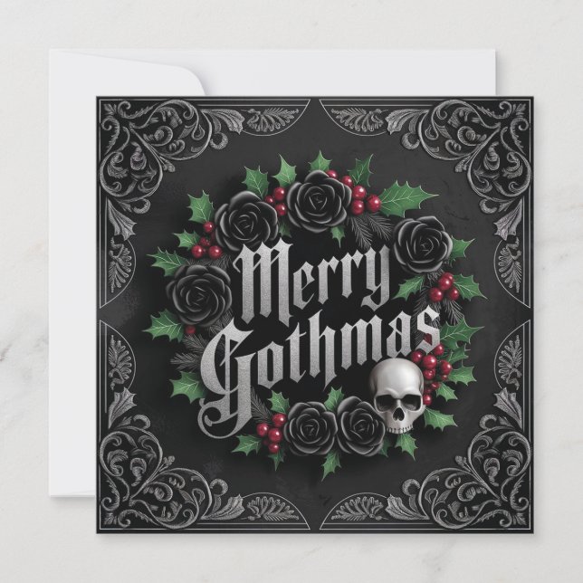 Gothic Victorian Christmas Design - Dark Elegance Holiday Card (Front)