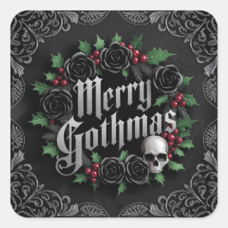 Gothic Victorian Christmas Design - Dark Elegance Square Sticker