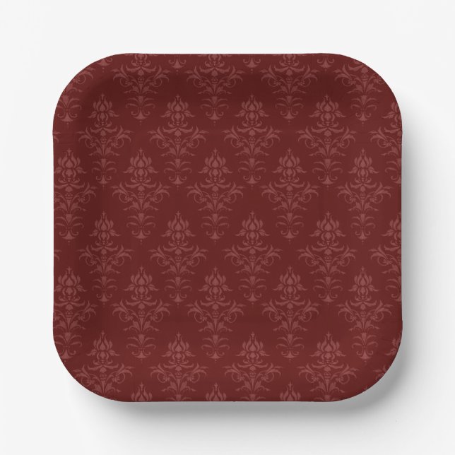 Gothic Victorian Damask Paper Plates (Front)