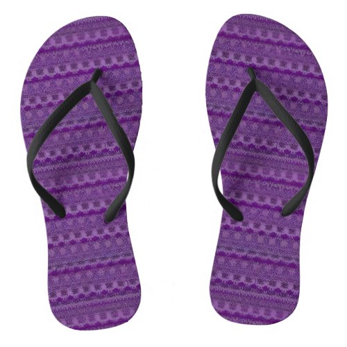 Gothic Victorian Damask Wallpaper Shades of Purple Flip Flops