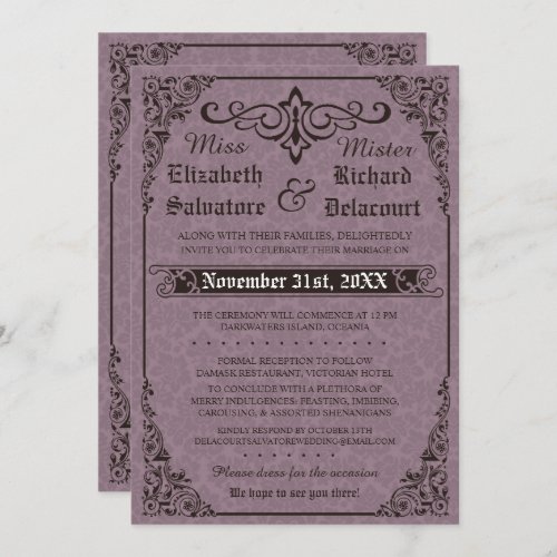 Gothic Victorian Damask Wedding Invitation