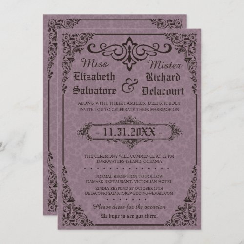 Gothic Victorian Damask Wedding Invites