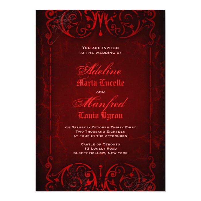 Gothic Victorian Deep Red Wedding Invitations