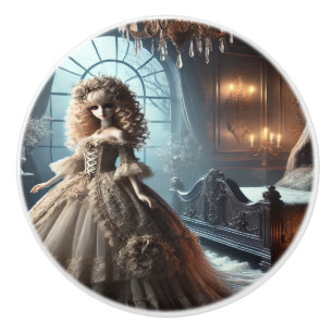 Gothic Victorian Doll – Dark Elegance Ceramic Knob
