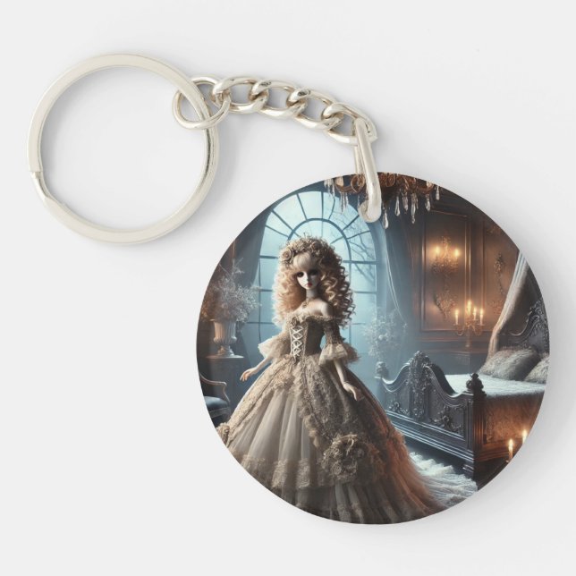 Gothic Victorian Doll – Dark Elegance Keychain (Front)