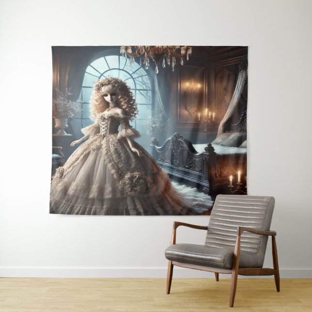 Gothic Victorian Doll – Dark Elegance Tapestry (In Situ (Horizontal))