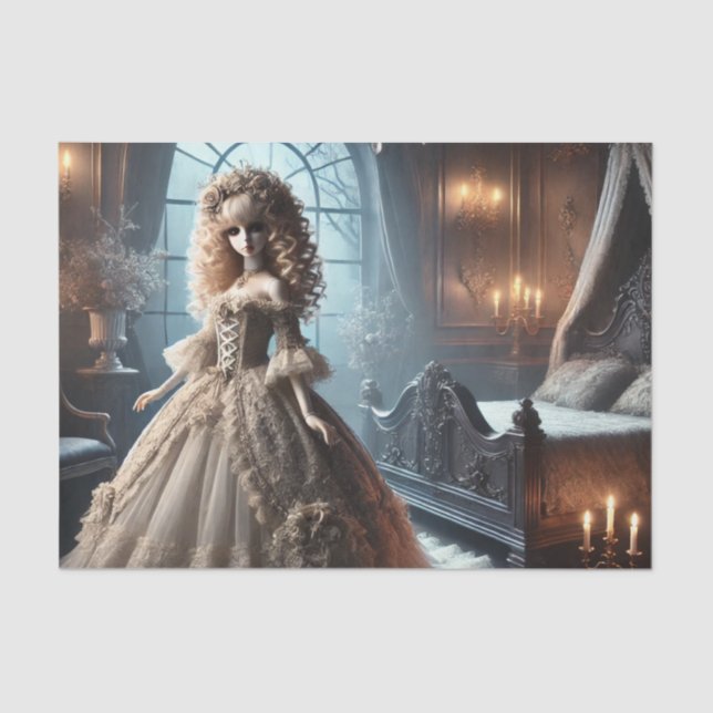 Gothic Victorian Doll – Dark Elegance Tissue Paper (Front)