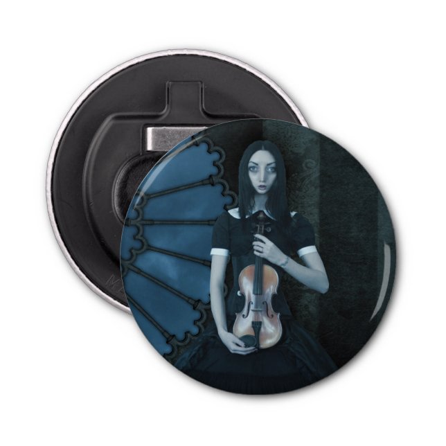 Gothic Victorian Girl Holding Violin Dark Fantasy  Bottle Opener (Front)